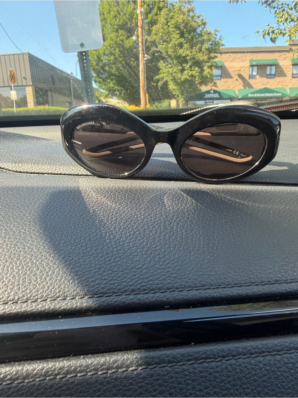 Balenciaga Black and Neon Green Sport Sunglasses